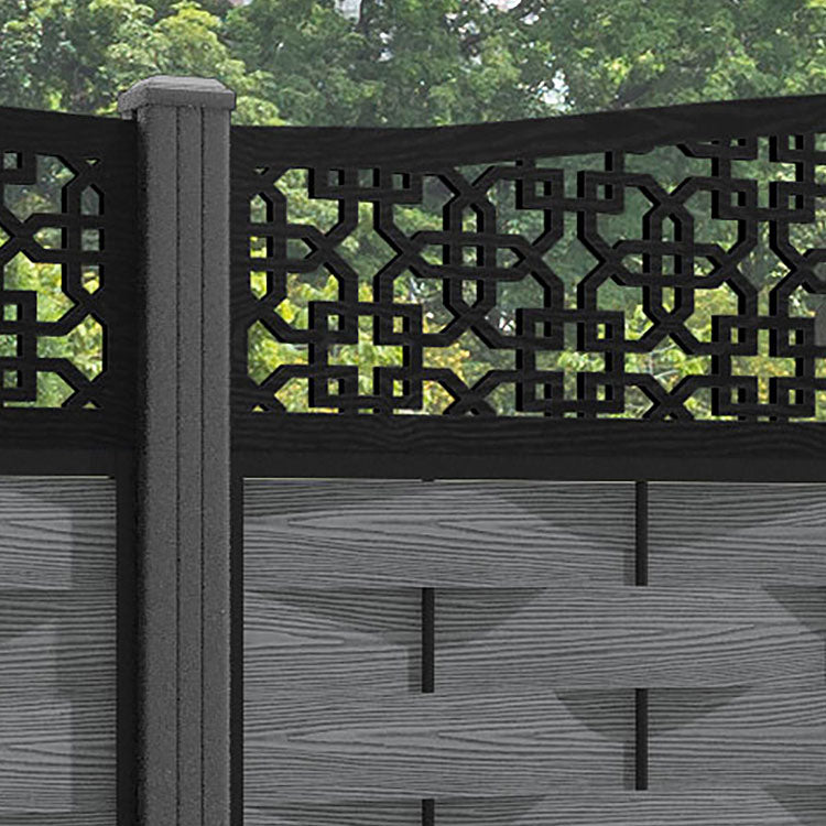 Ripple Zaria Curved Top Fence Panel - Mid Grey - with our aluminium posts