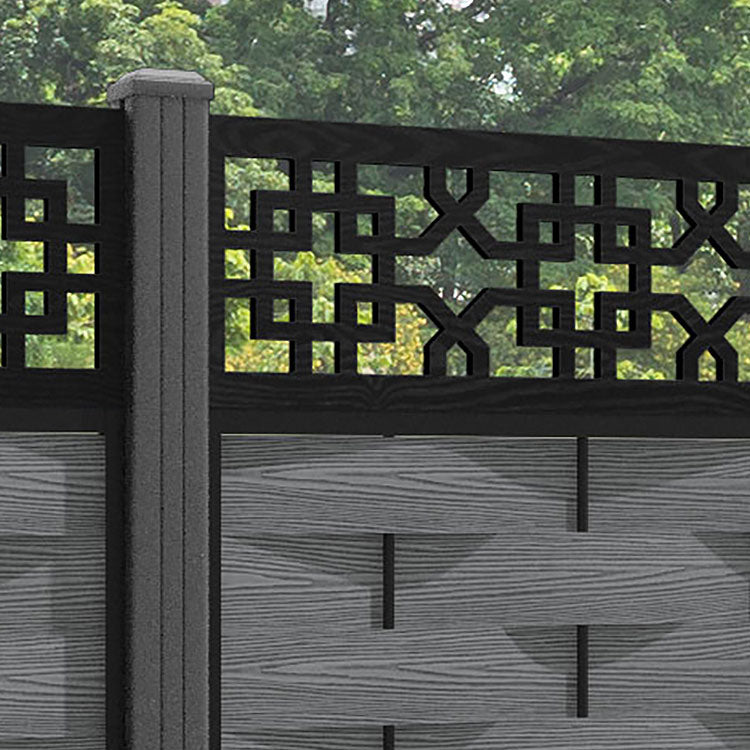 Ripple Zaria Fence Panel - Mid Grey - with our aluminium posts