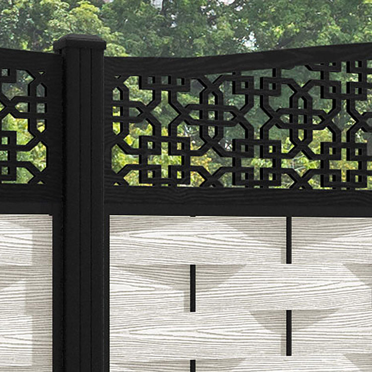 Ripple Zaria Curved Top Fence Panel - Light Stone - with our aluminium posts