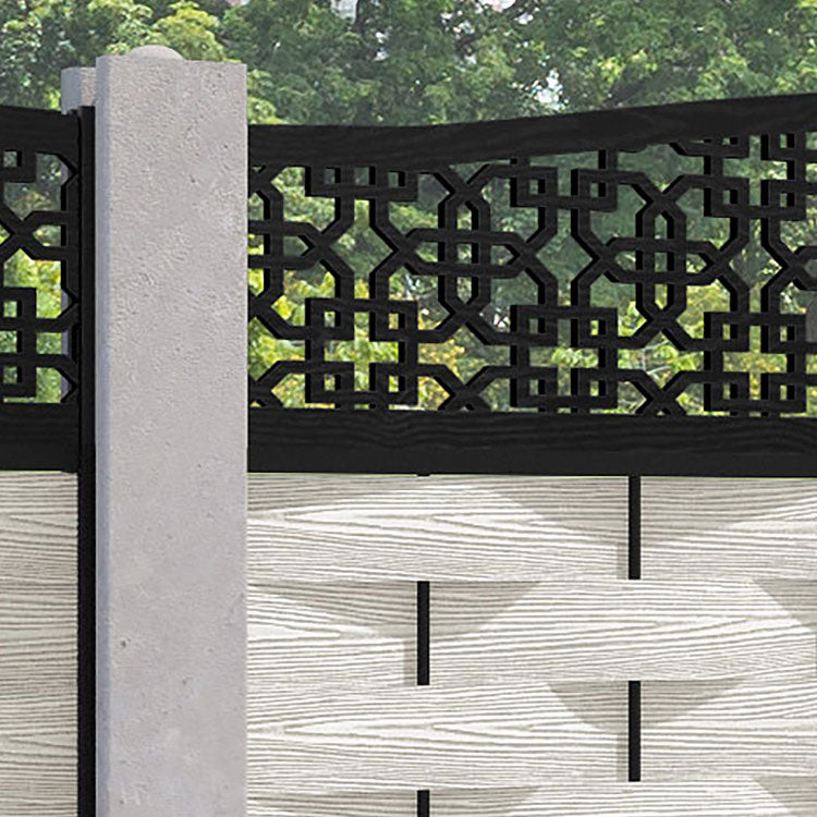 Ripple Zaria Curved Top Fence Panel - Light Stone - for existing concrete posts