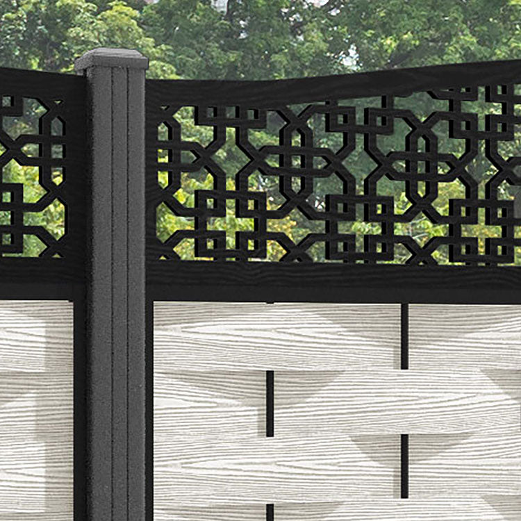 Ripple Zaria Curved Top Fence Panel - Light Stone - with our aluminium posts