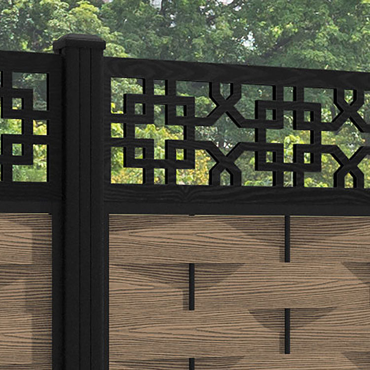 Ripple Zaria Fence Panel - Teak - with our aluminium posts
