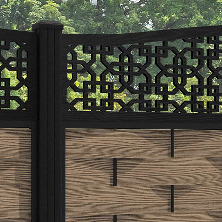 Ripple Zaria Curved Top Fence Panel - Teak - with our aluminium posts