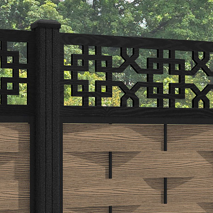 Ripple Zaria Fence Panel - Teak - with our composite posts
