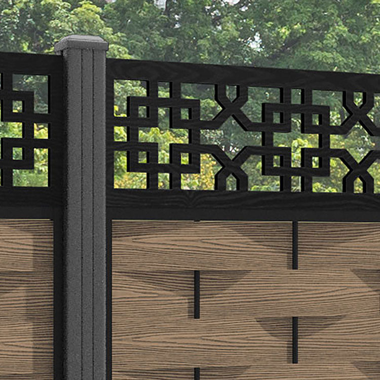 Ripple Zaria Fence Panel - Teak - with our aluminium posts
