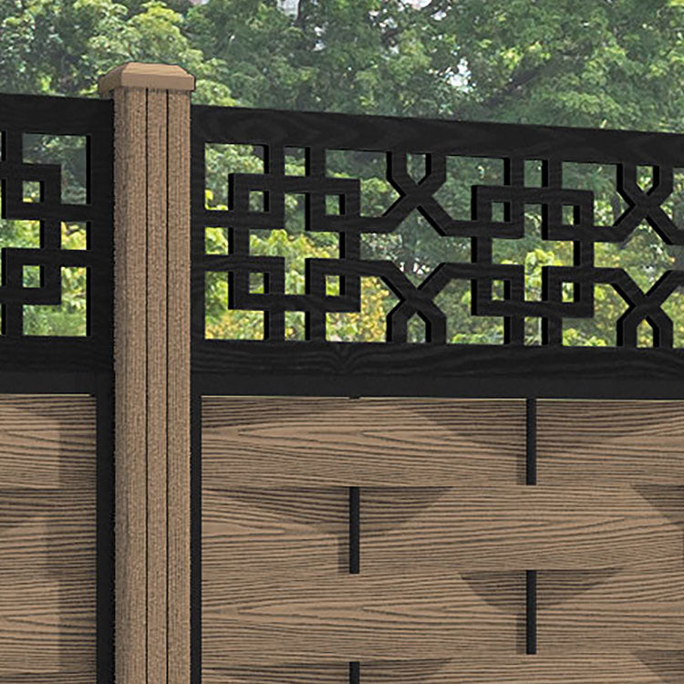 Ripple Zaria Fence Panel - Teak - with our composite posts