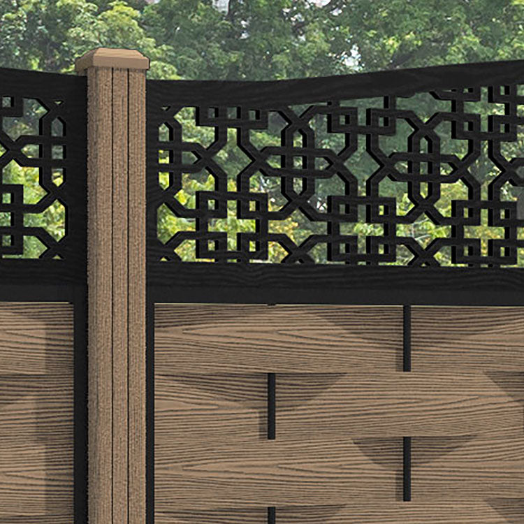 Ripple Zaria Curved Top Fence Panel - Teak - with our composite posts