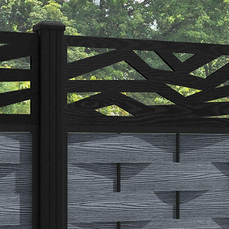 Ripple Zenith Fence Panel - Anthracite - with our aluminium posts