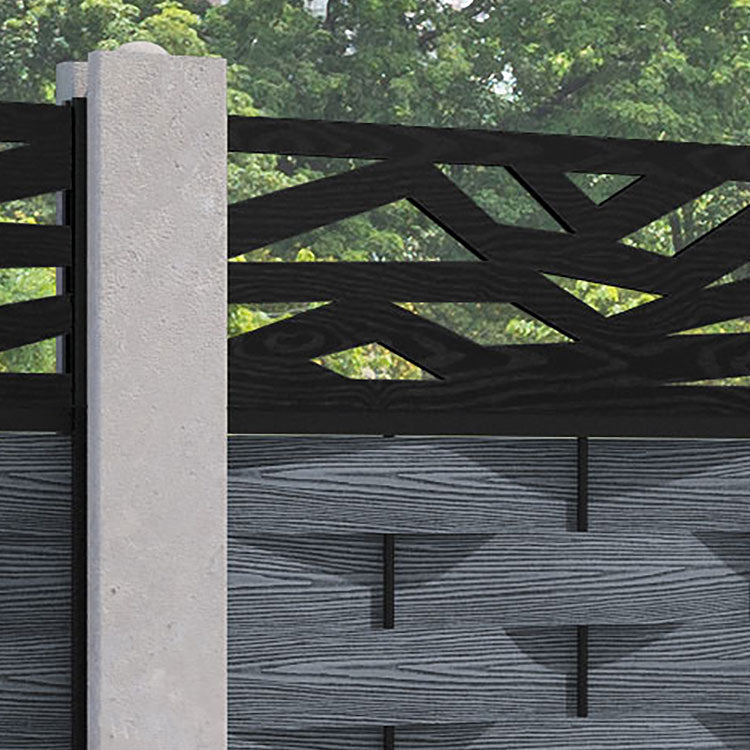 Ripple Zenith Fence Panel - Anthracite - for existing concrete posts