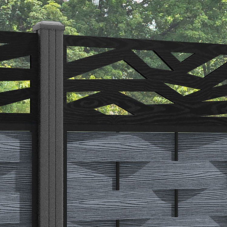 Ripple Zenith Fence Panel - Anthracite - with our aluminium posts