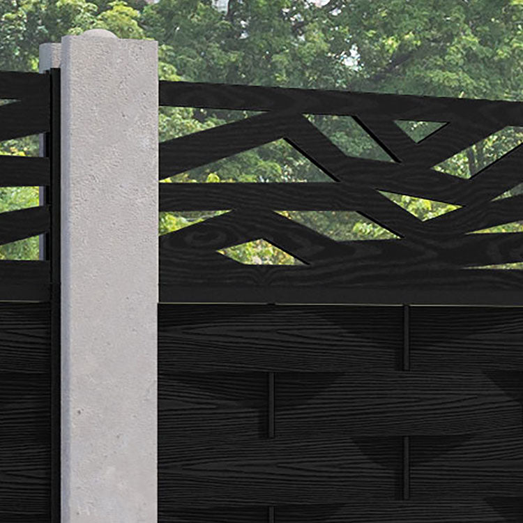 Ripple Zenith Fence Panel - Black - for existing concrete posts