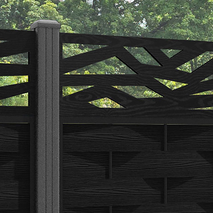 Ripple Zenith Fence Panel - Black - with our aluminium posts