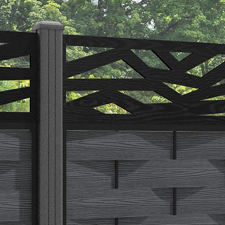 Ripple Zenith Fence Panel - Dark Grey - with our aluminium posts