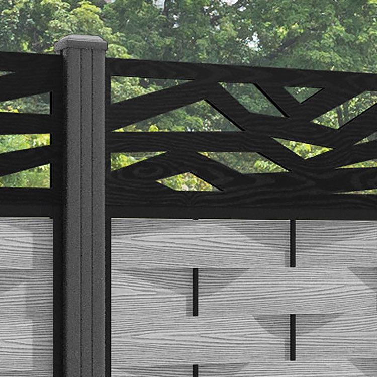 Ripple Zenith Fence Panel - Light Grey - with our aluminium posts