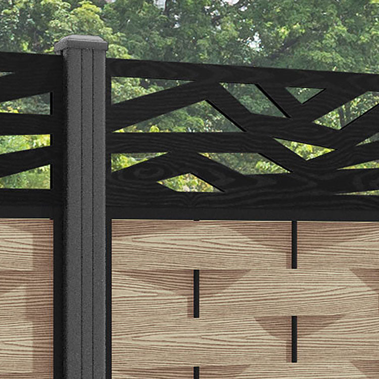 Ripple Zenith Fence Panel - Light Oak - with our aluminium posts