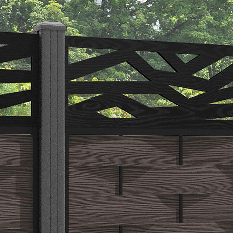 Ripple Zenith Fence Panel - Mid Brown - with our aluminium posts