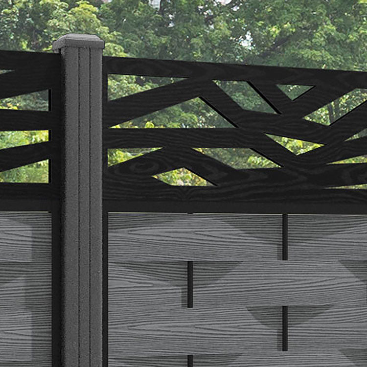 Ripple Zenith Fence Panel - Mid Grey - with our aluminium posts