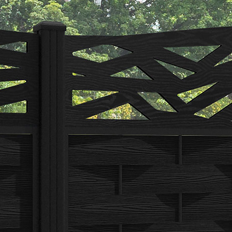 Ripple Zenith Curved Top Fence Panel - Black - with our aluminium posts