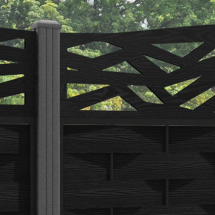 Ripple Zenith Curved Top Fence Panel - Black - with our aluminium posts