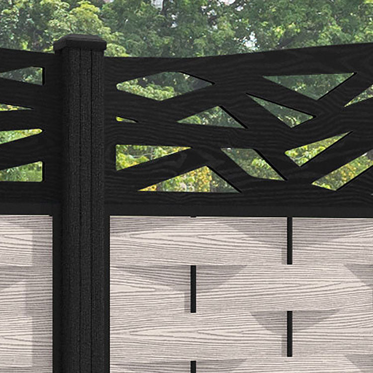 Ripple Zenith Curved Top Fence Panel - Mid Stone - with our composite posts
