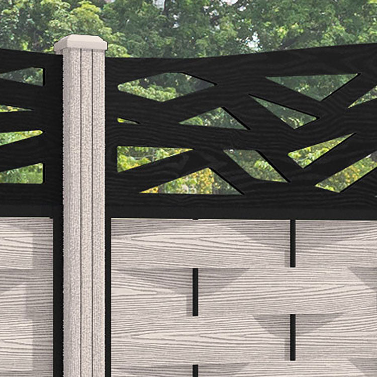 Ripple Zenith Curved Top Fence Panel - Mid Stone - with our composite posts