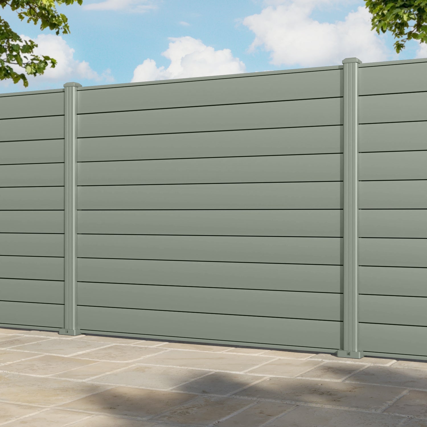 Gate Matching Aluminium Fence Panel - Sage - with our aluminium posts