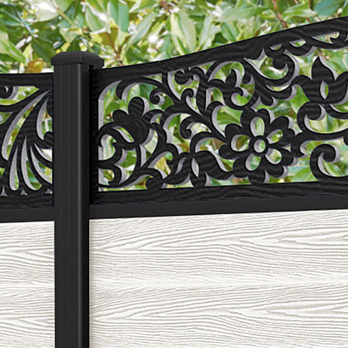 Classic Eden Curved Top Fence Panel - Light Stone - with our aluminium posts