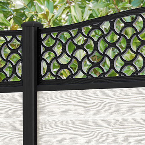 Classic Vida Curved Top Fence Panel - Light Stone - with our aluminium posts