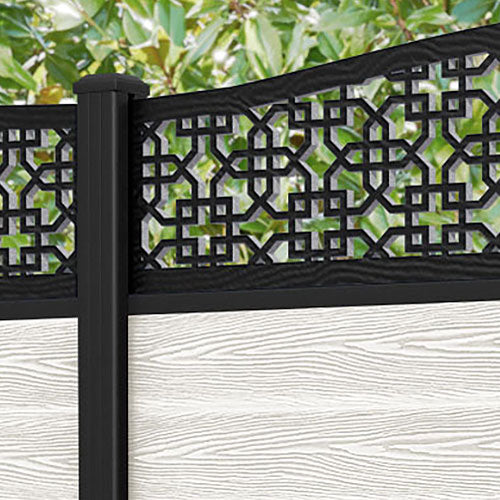 Classic Zaria Curved Top Fence Panel - Light Stone - with our aluminium posts