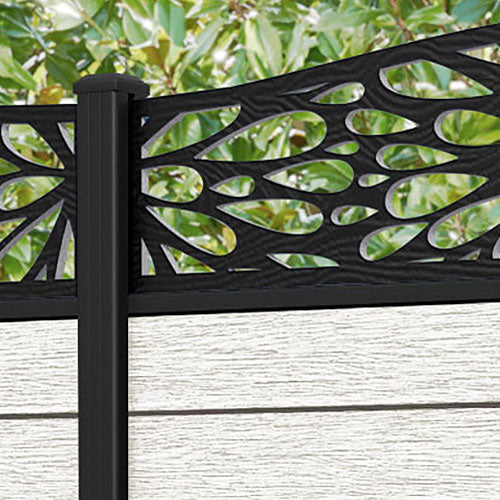 Fusion Blossom Curved Top Fence Panel - Light Stone - with our aluminium posts