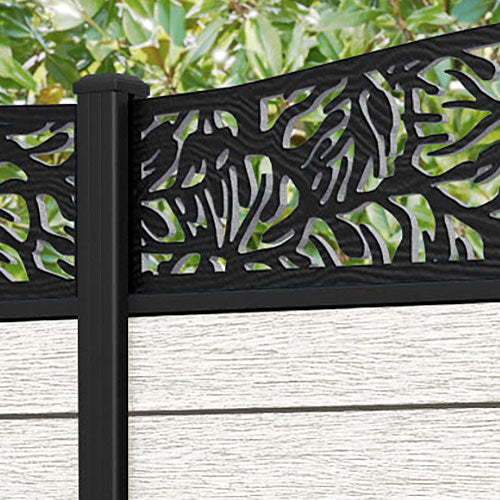 Fusion Botanic Curved Top Fence Panel - Light Stone - with our aluminium posts