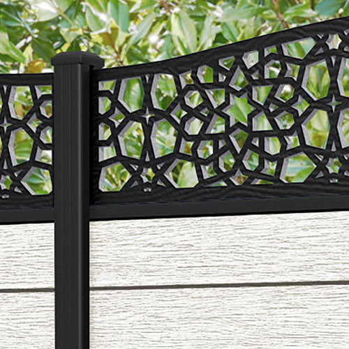 Fusion Nazira Curved Top Fence Panel - Light Stone - with our aluminium posts