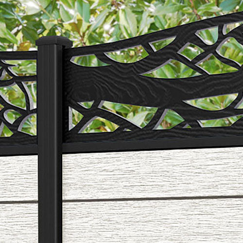 Fusion Twilight Curved Top Fence Panel - Light Stone - with our aluminium posts