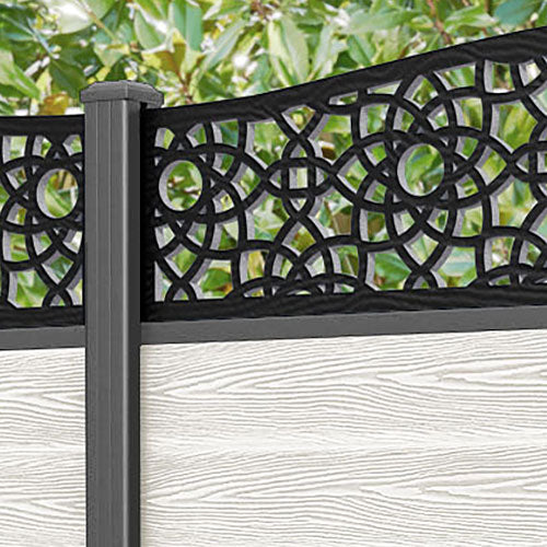 Classic Ambar Curved Top Fence Panel - Mid Stone - with our aluminium posts