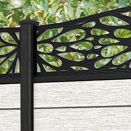 Fusion Blossom Curved Top Fence Panel - Light Stone - with our composite posts