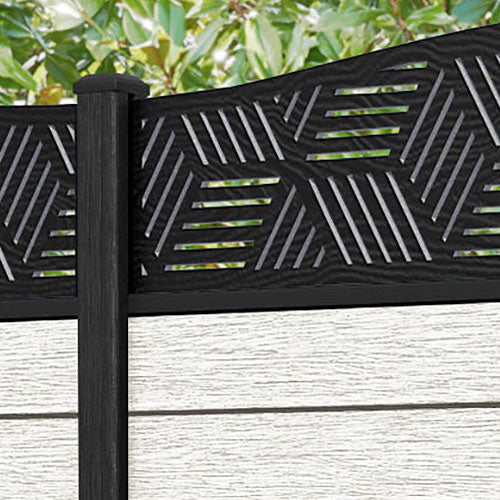Fusion Cubed Curved Top Fence Panel - Light Stone - with our composite posts