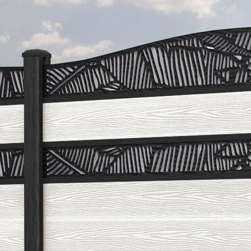 Classic Feather Curved Top Split Screen Fence Panel - Light Stone - with our composite posts