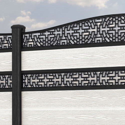 Classic Kumo Curved Top Split Screen Fence Panel - Light Stone - with our composite posts