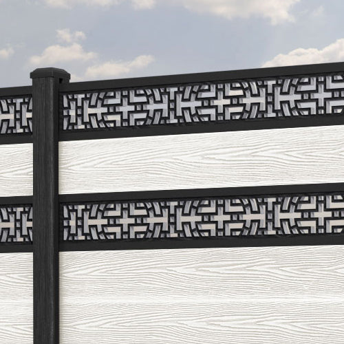 Classic Kumo Split Screen Fence Panel - Light Stone - with our composite posts