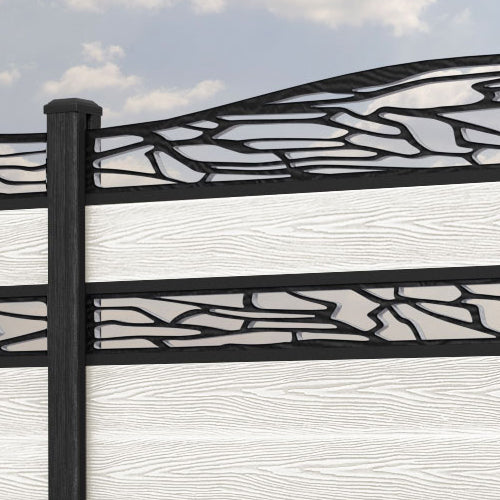 Classic Shatter Curved Top Split Screen Fence Panel - Light Stone - with our composite posts