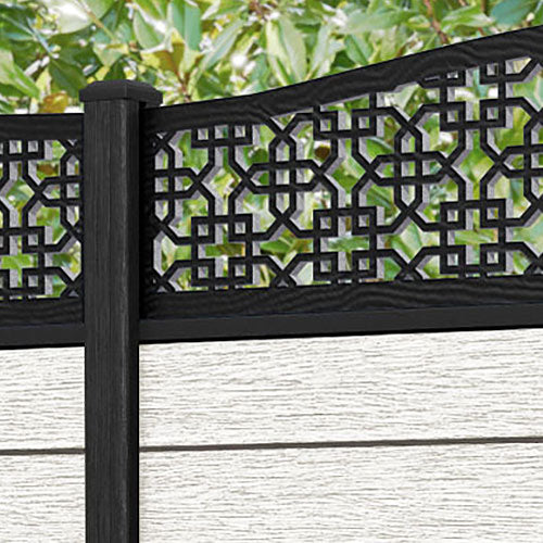 Fusion Zaria Curved Top Fence Panel - Light Stone - with our composite posts