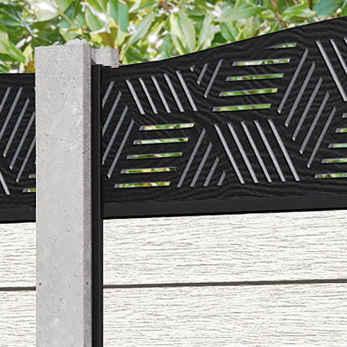 Fusion Cubed Curved Top Fence Panel - Light Stone - for existing concrete posts