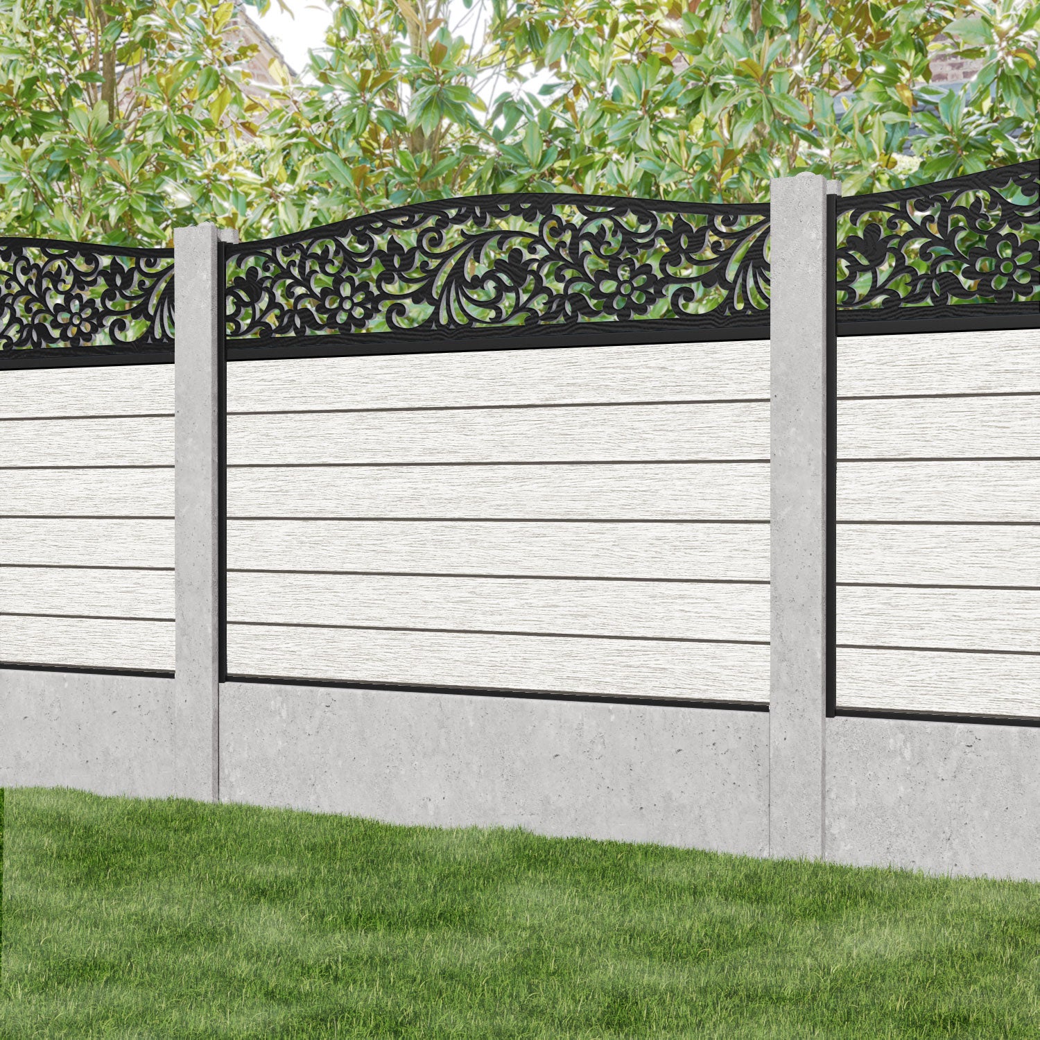 Fusion Eden Curved Top Fence Panel - Light Stone - for existing concrete posts