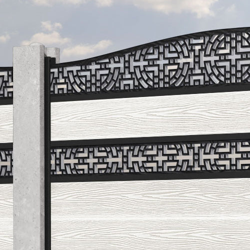 Classic Kumo Curved Top Split Screen Fence Panel - Light Stone - for existing concrete posts