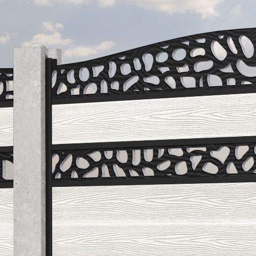 Classic Pebble Curved Top Split Screen Fence Panel - Light Stone - for existing concrete posts