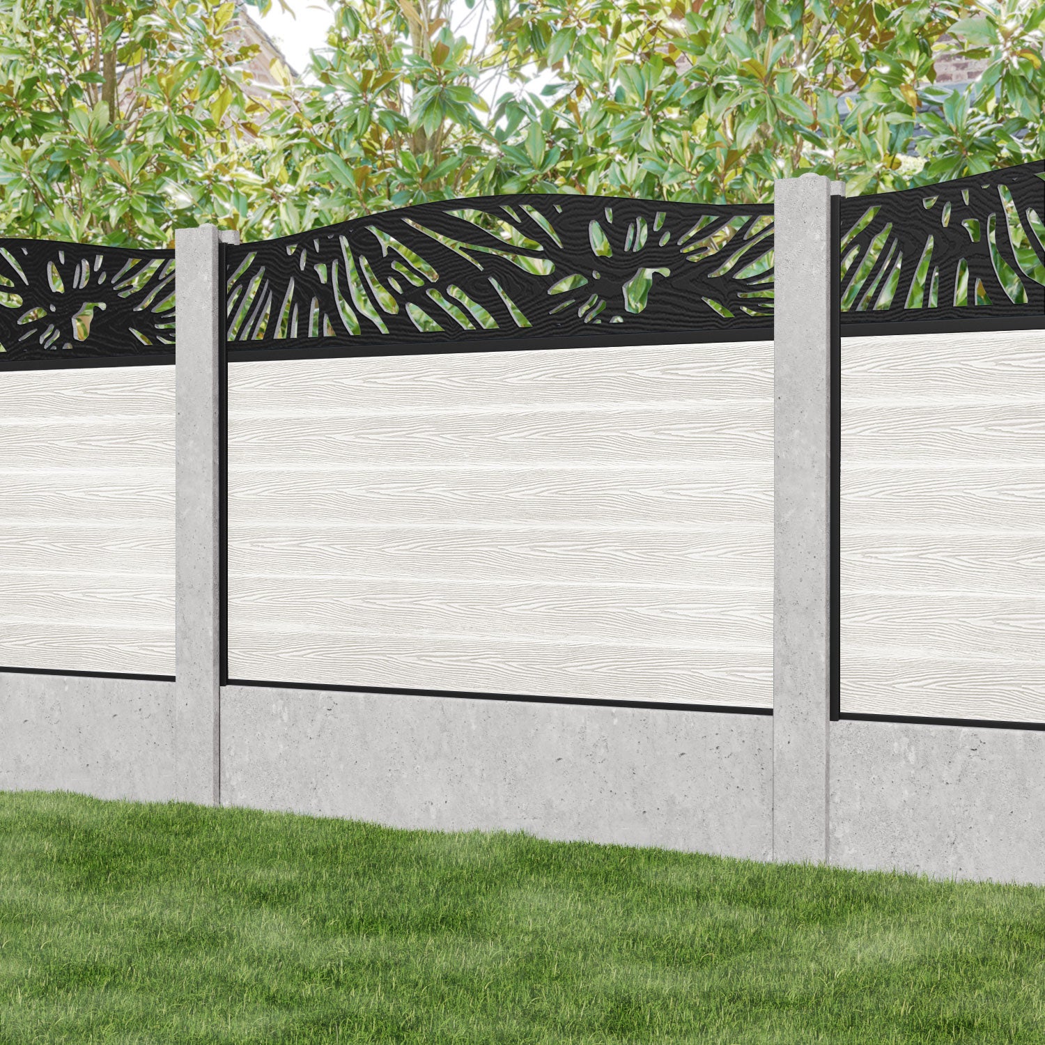 Classic Poppy Curved Top Fence Panel - Light Stone - for existing concrete posts