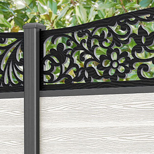 Classic Eden Curved Top Fence Panel - Light Stone - with our aluminium posts