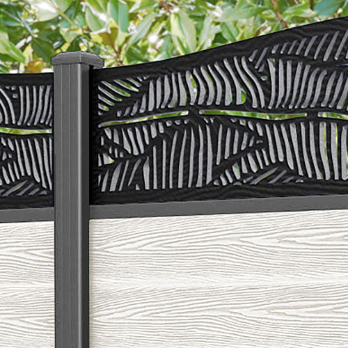 Classic Feather Curved Top Fence Panel - Light Stone - with our aluminium posts
