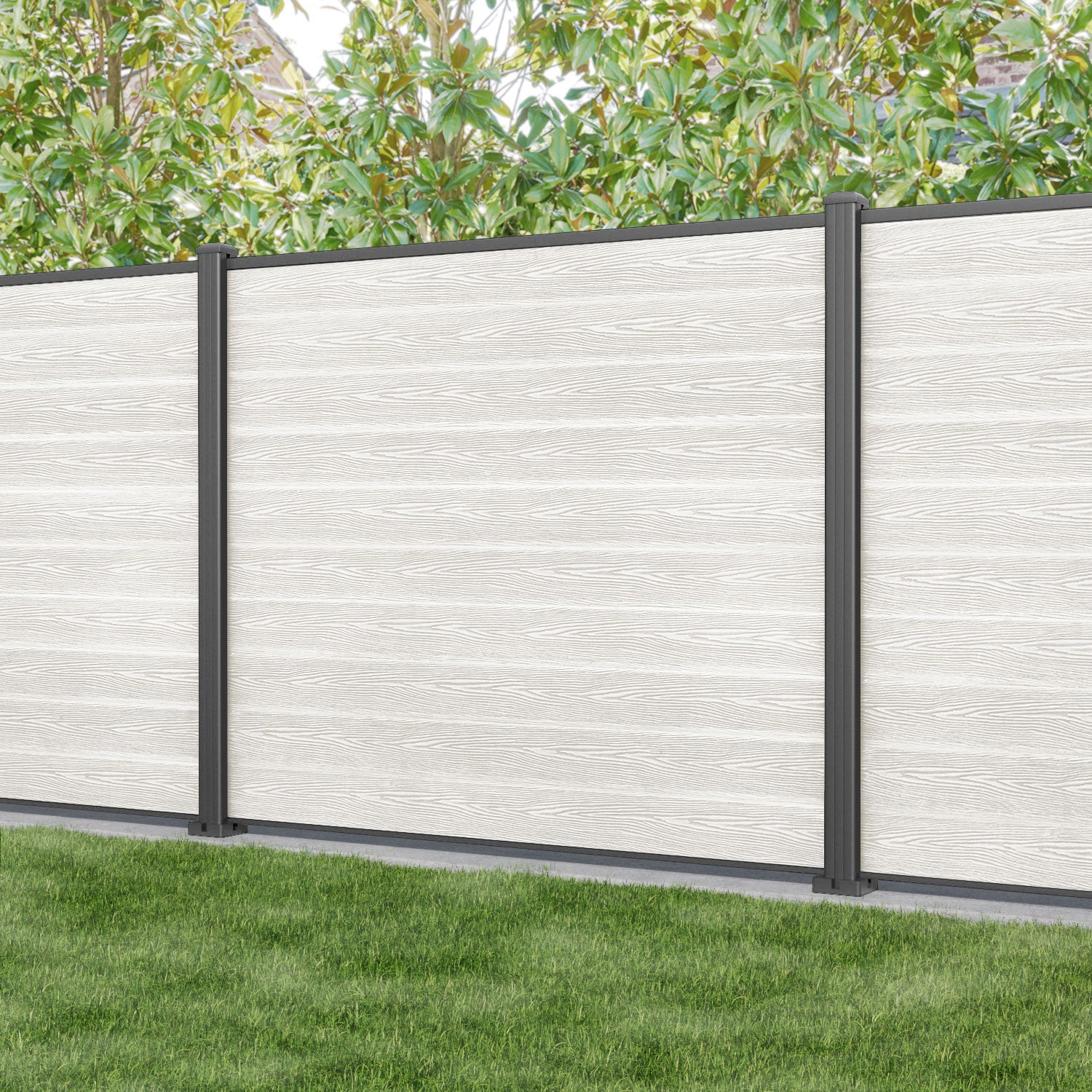 Classic Fence Panel - Light Stone - with our aluminium posts