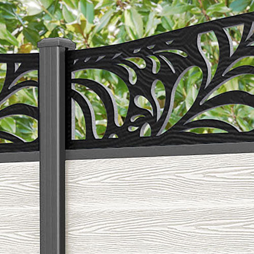 Classic Petal Curved Top Fence Panel - Light Stone - with our aluminium posts